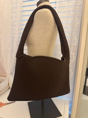 Braided Shoulder Tote in Dark Brown
